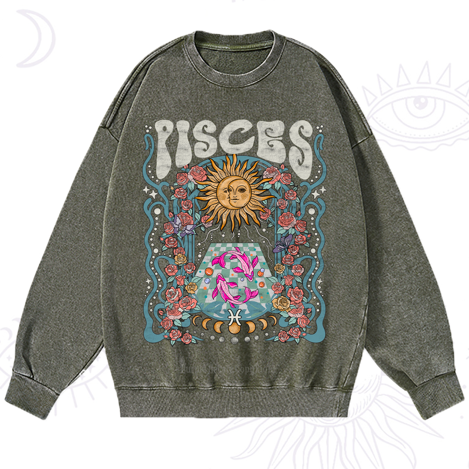 Purplehecate Pisces Spirit Zodiac Washed Sweatshirt