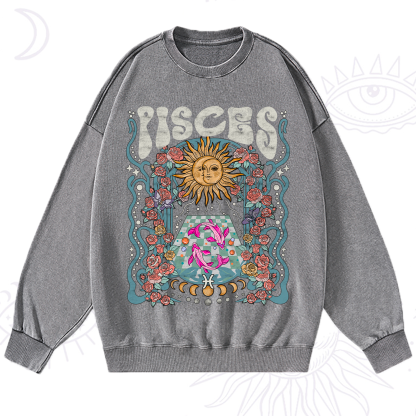 Purplehecate Pisces Spirit Zodiac Washed Sweatshirt