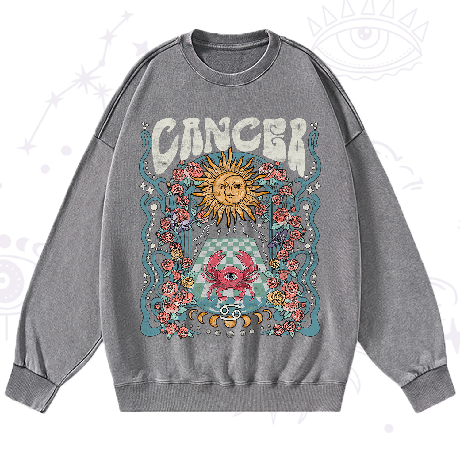 Purplehecate Cancer Spirit Zodiac Washed Sweatshirt