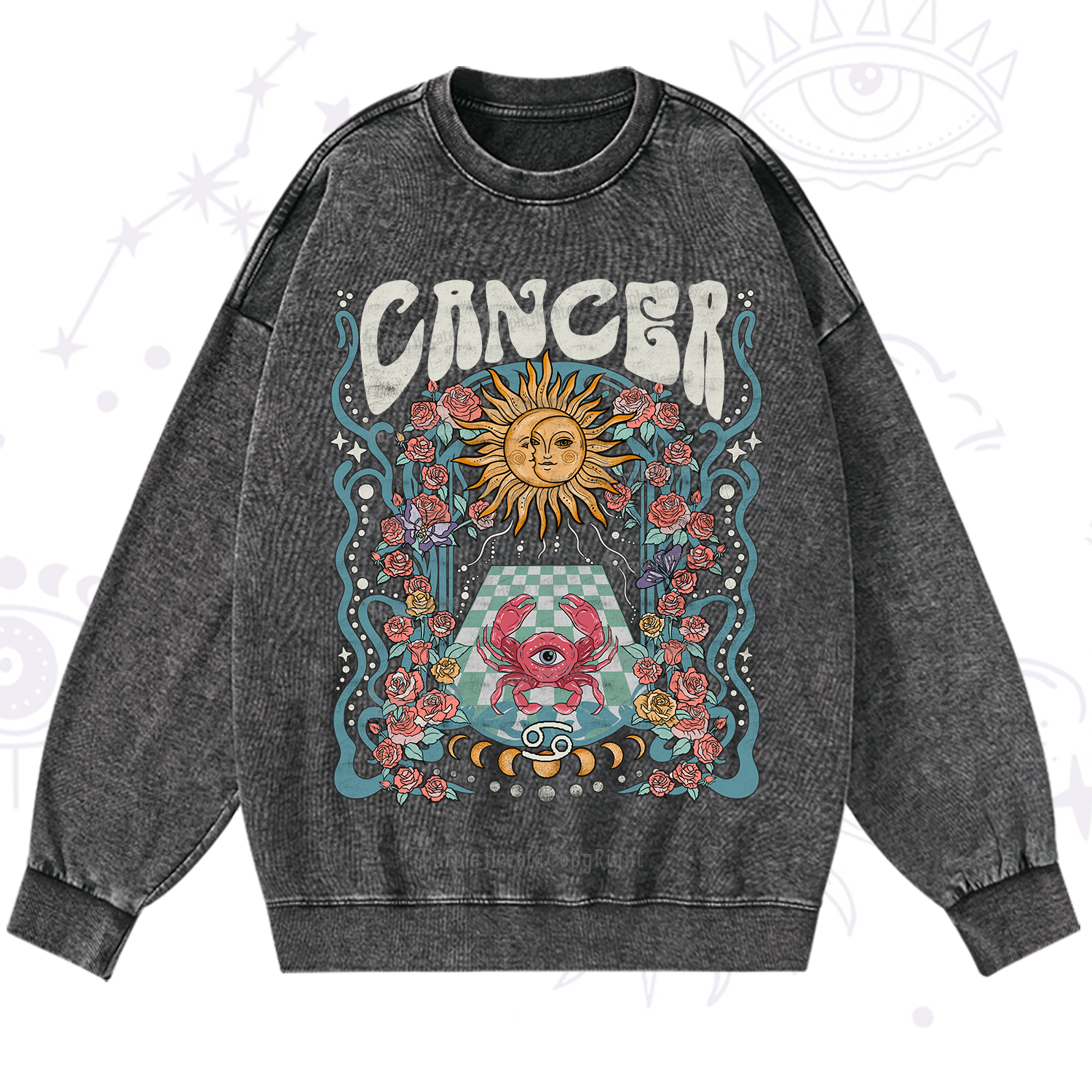 Purplehecate Cancer Spirit Zodiac Washed Sweatshirt
