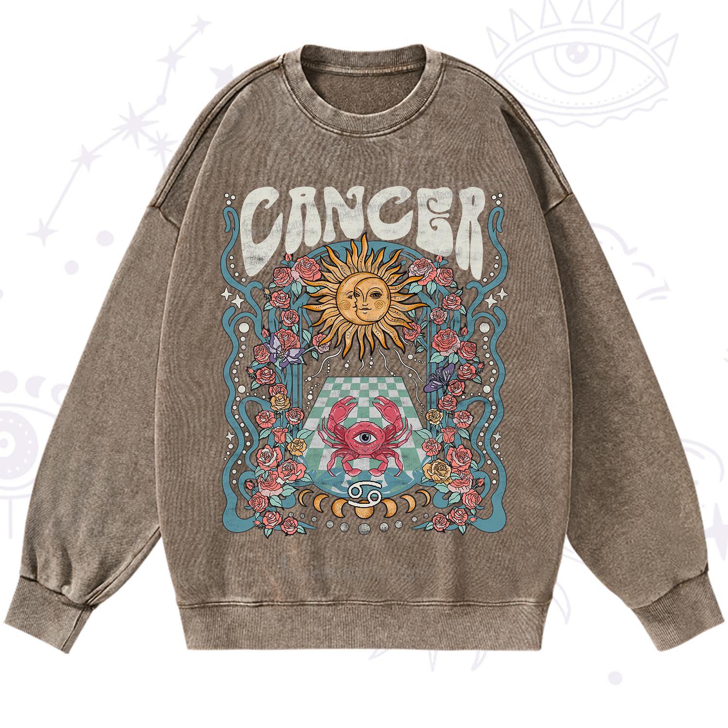 Purplehecate Cancer Spirit Zodiac Washed Sweatshirt