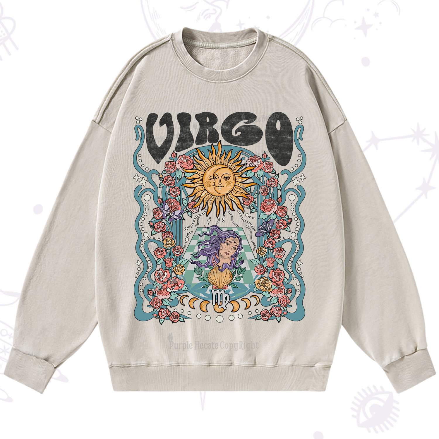 Purplehecate Virgo Spirit Zodiac Washed Sweatshirt
