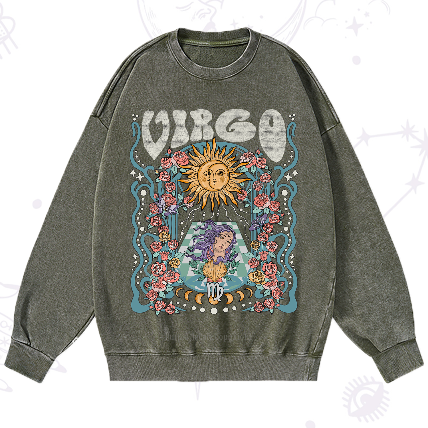 Purplehecate Virgo Spirit Zodiac Washed Sweatshirt