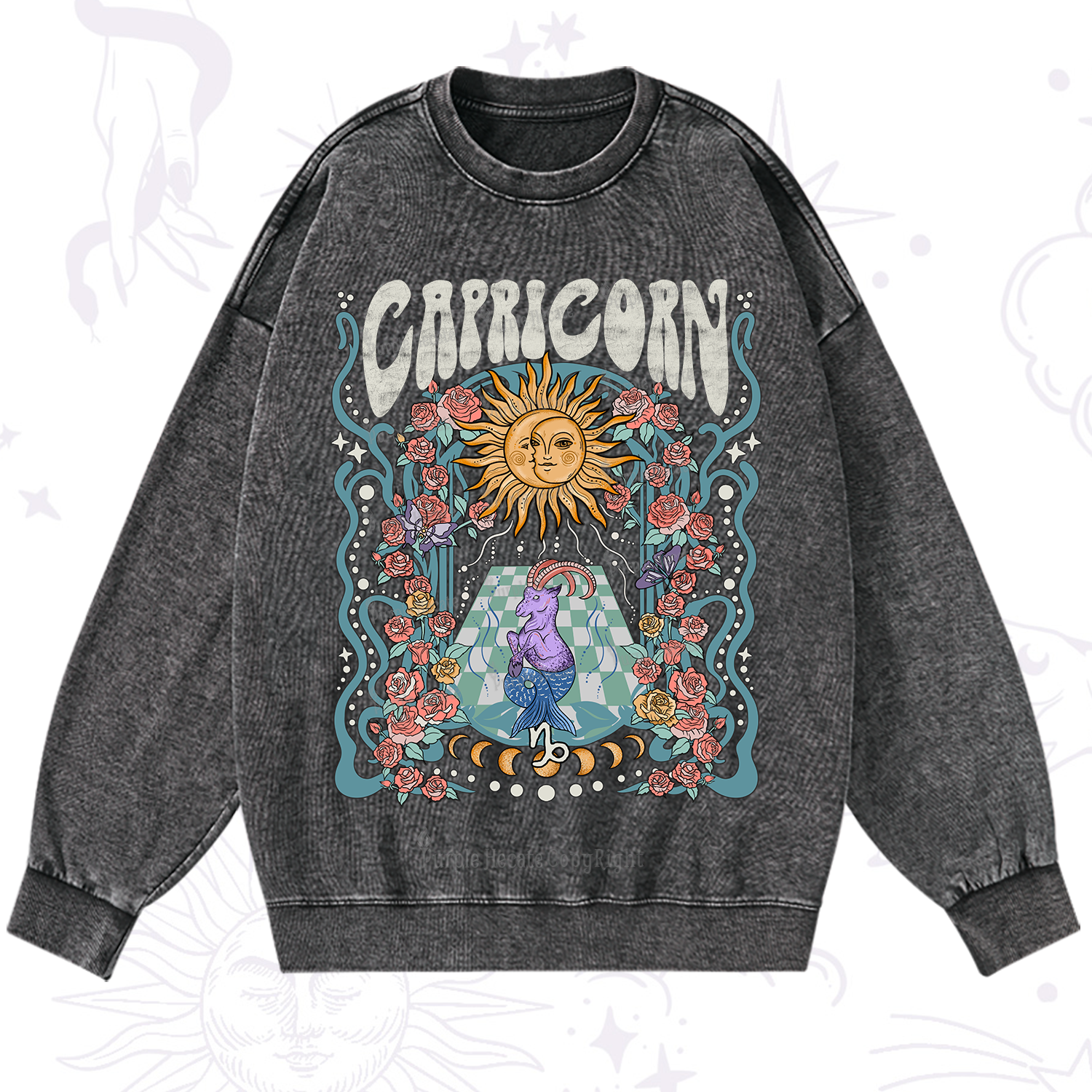 Purplehecate Capricorn Spirit Zodiac Washed Sweatshirt