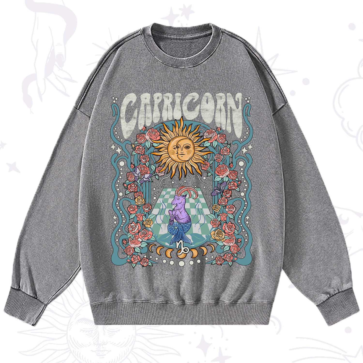 Purplehecate Capricorn Spirit Zodiac Washed Sweatshirt