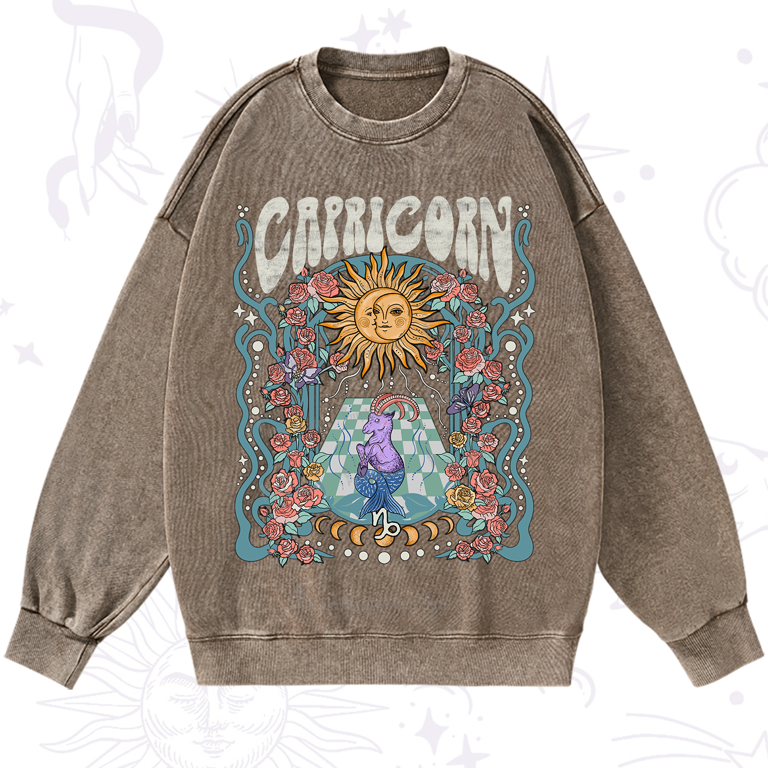 Purplehecate Capricorn Spirit Zodiac Washed Sweatshirt