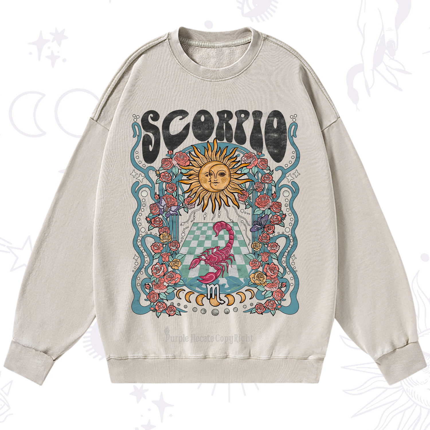 Purplehecate Scorpio Spirit Zodiac Washed Sweatshirt