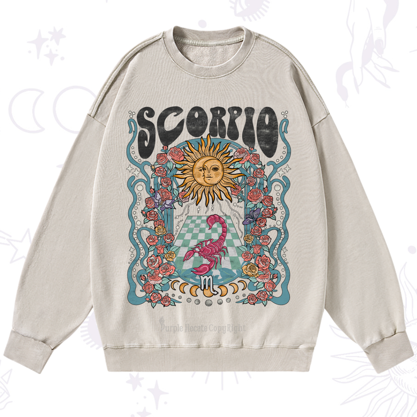 Purplehecate Scorpio Spirit Zodiac Washed Sweatshirt