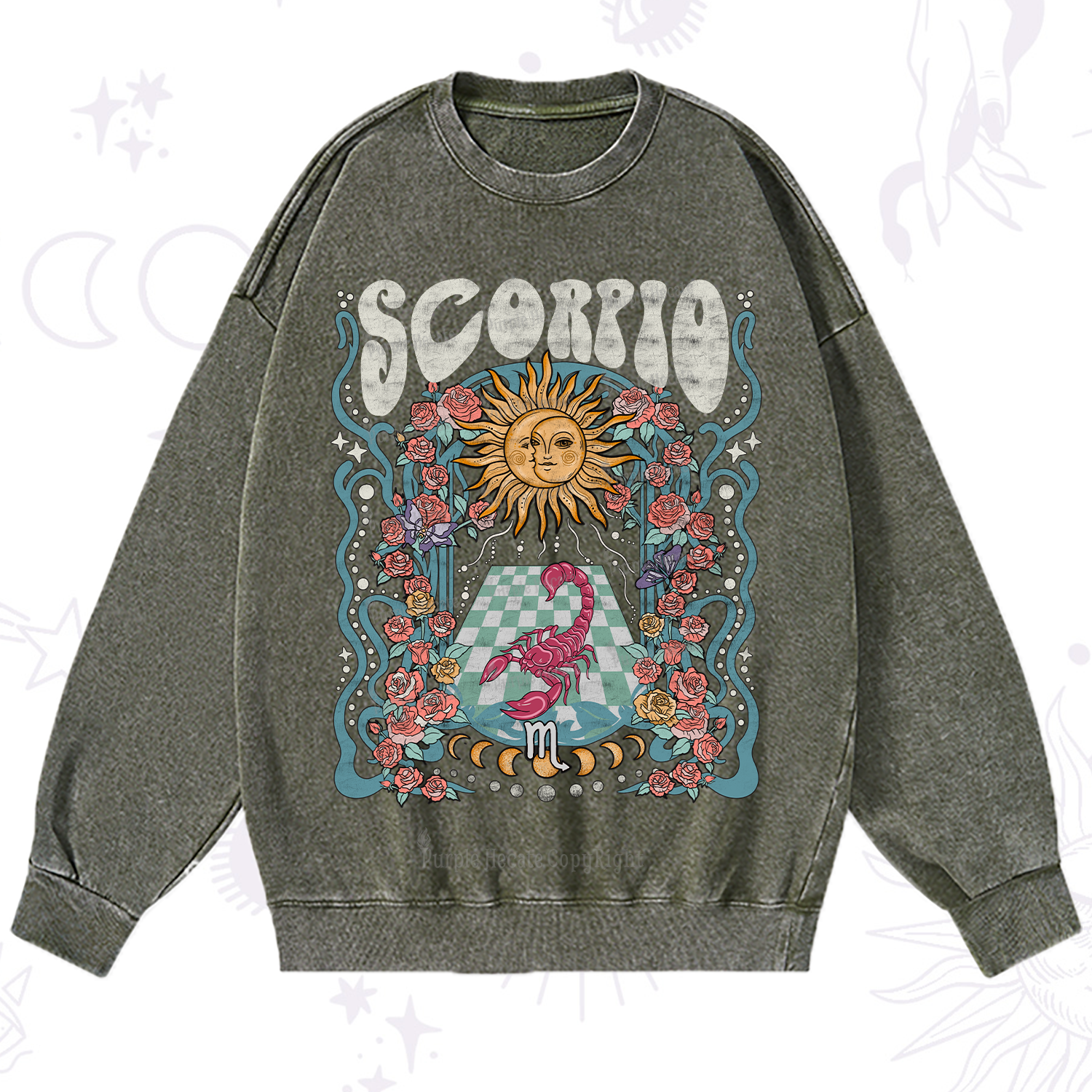 Purplehecate Scorpio Spirit Zodiac Washed Sweatshirt