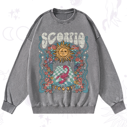 Purplehecate Scorpio Spirit Zodiac Washed Sweatshirt