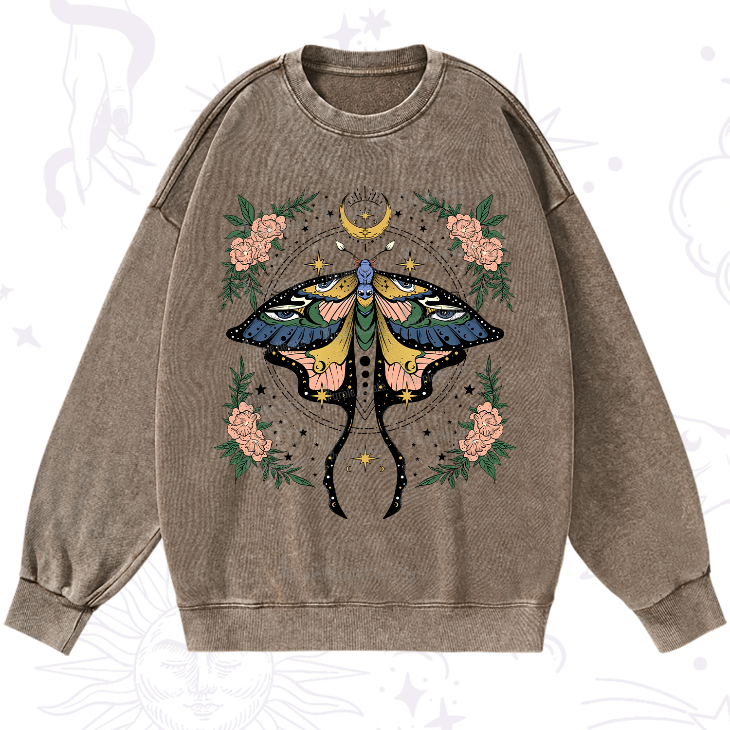 Purplehecate Mystical Moth Washed Sweatshirt