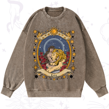 Purplehecate Celestial Leo Zodiac Washed Sweatshirt