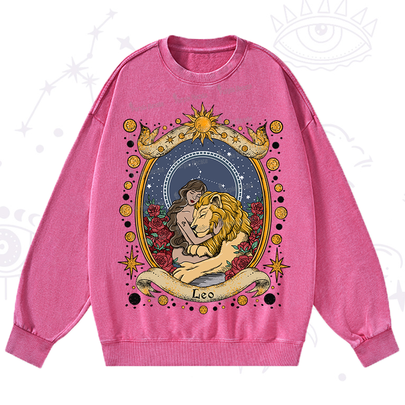 Purplehecate Celestial Leo Zodiac Washed Sweatshirt