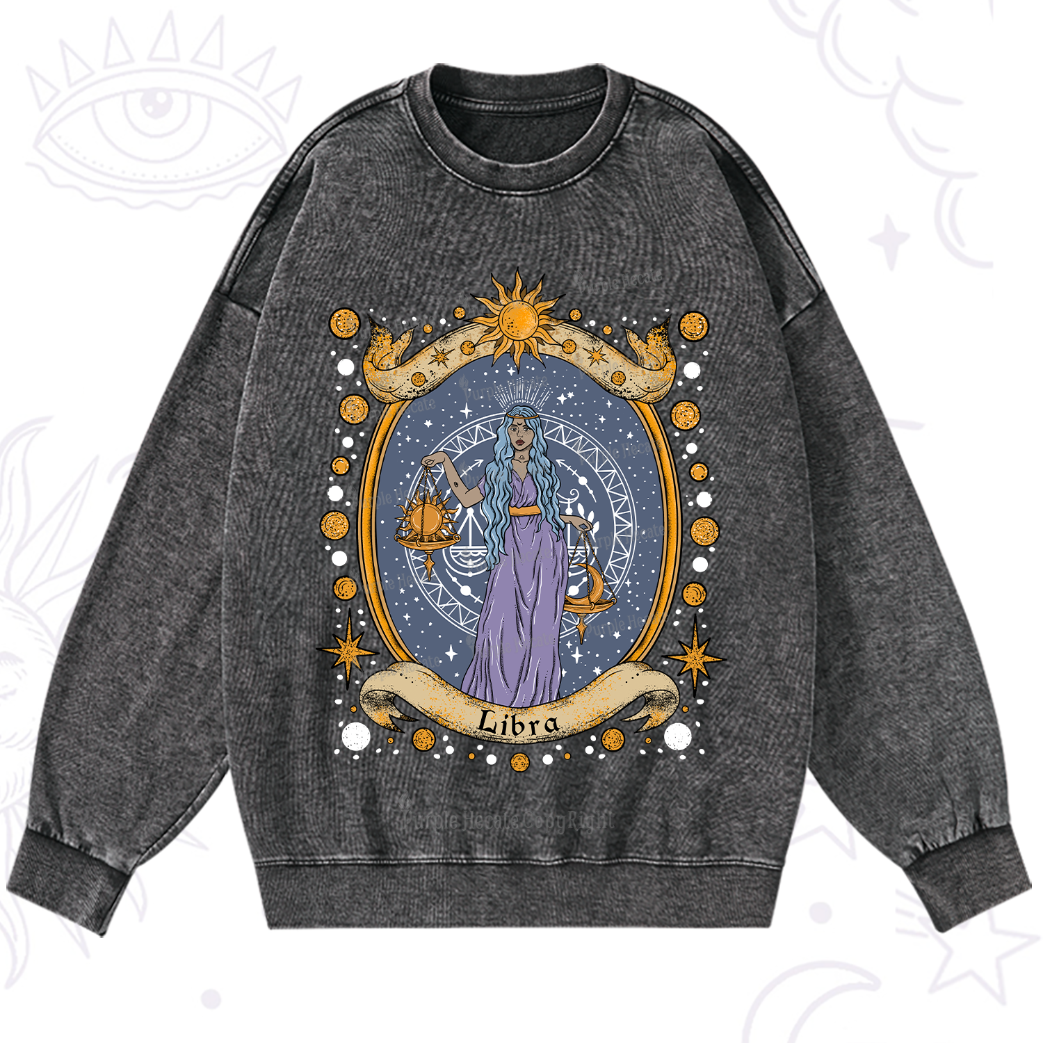Purplehecate Celestial Libra Zodiac Washed Sweatshirt