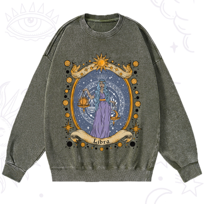 Purplehecate Celestial Libra Zodiac Washed Sweatshirt