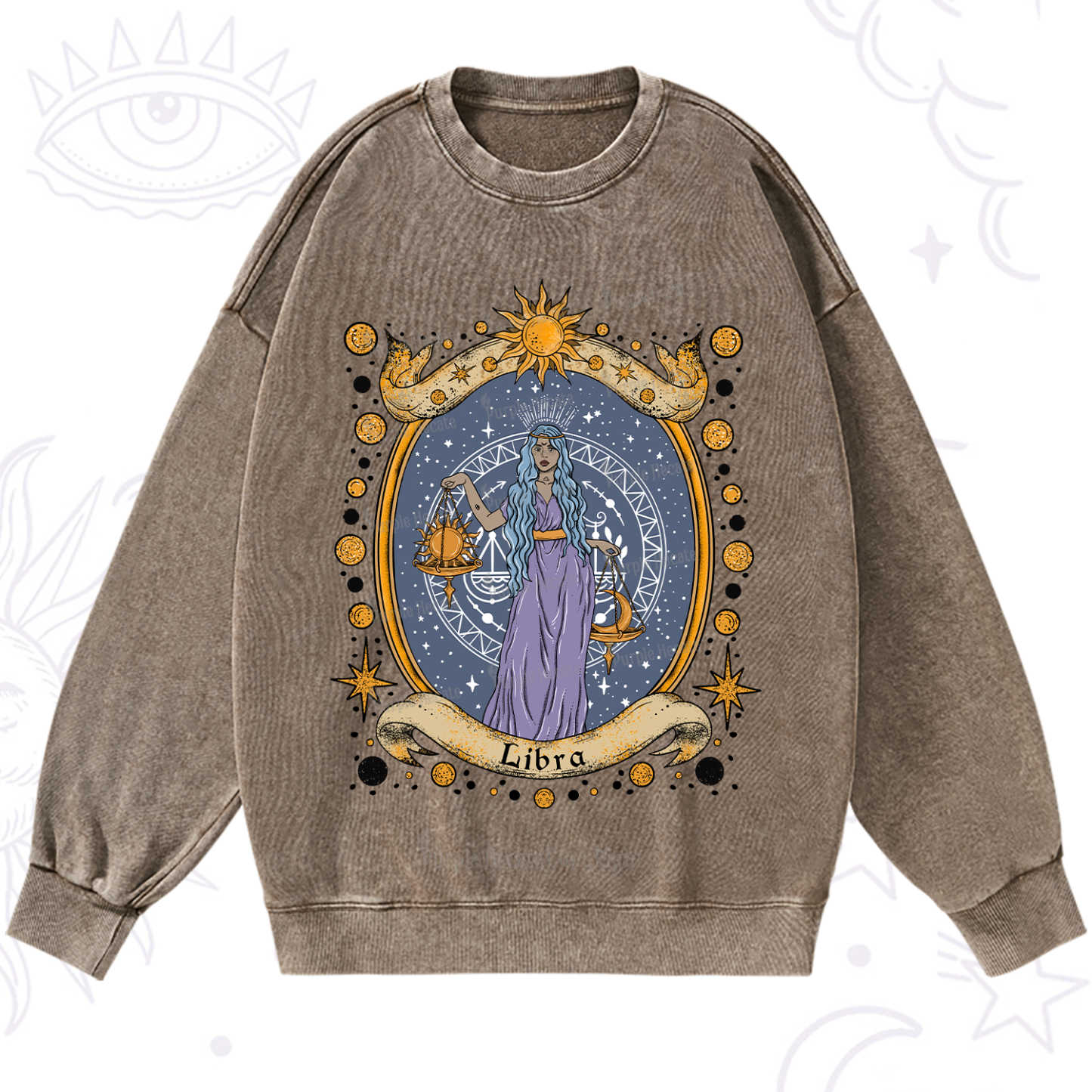 Purplehecate Celestial Libra Zodiac Washed Sweatshirt