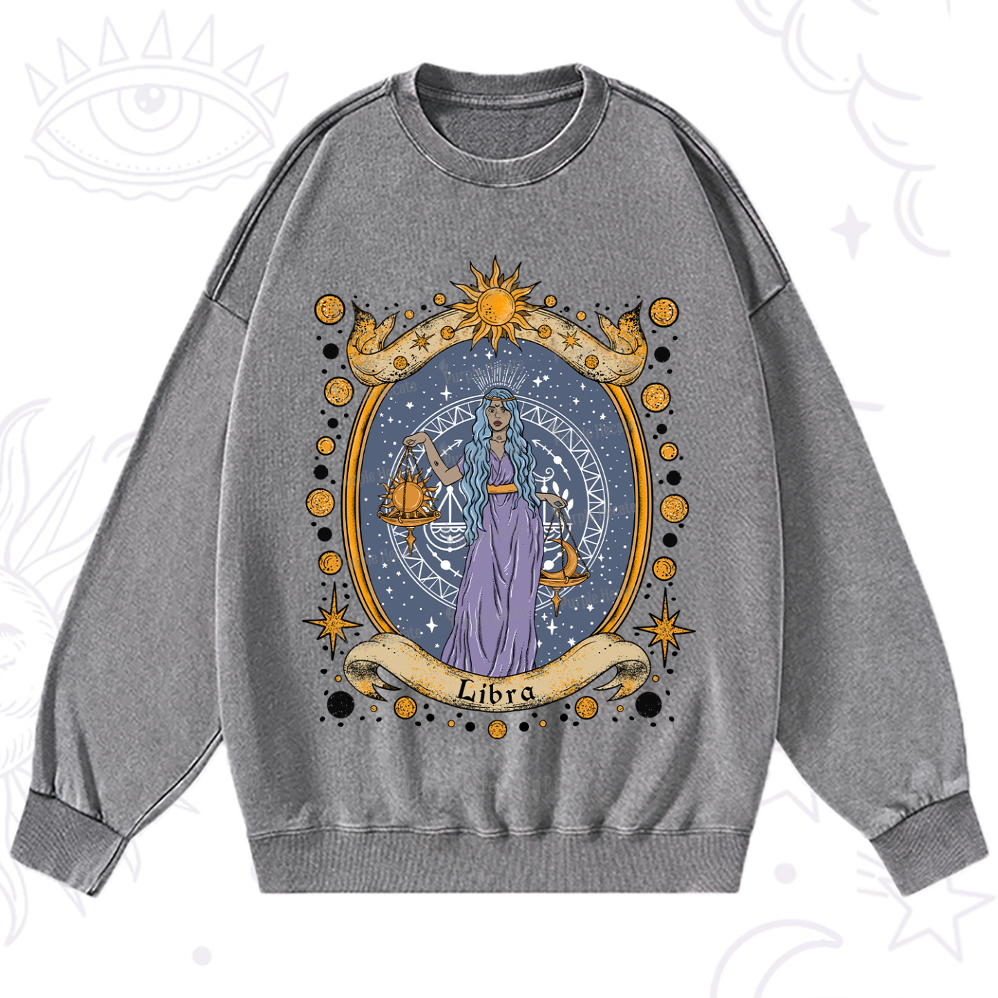 Purplehecate Celestial Libra Zodiac Washed Sweatshirt