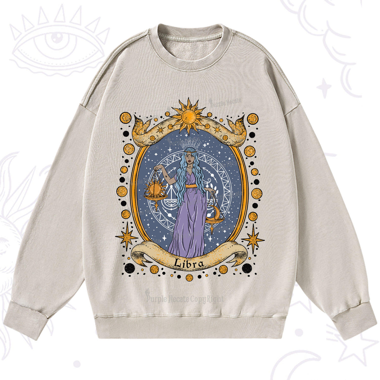 Purplehecate Celestial Libra Zodiac Washed Sweatshirt