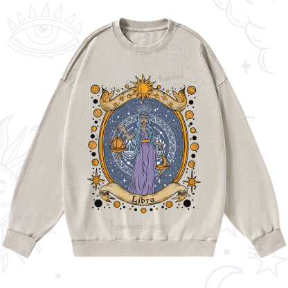 Purplehecate Celestial Libra Zodiac Washed Sweatshirt