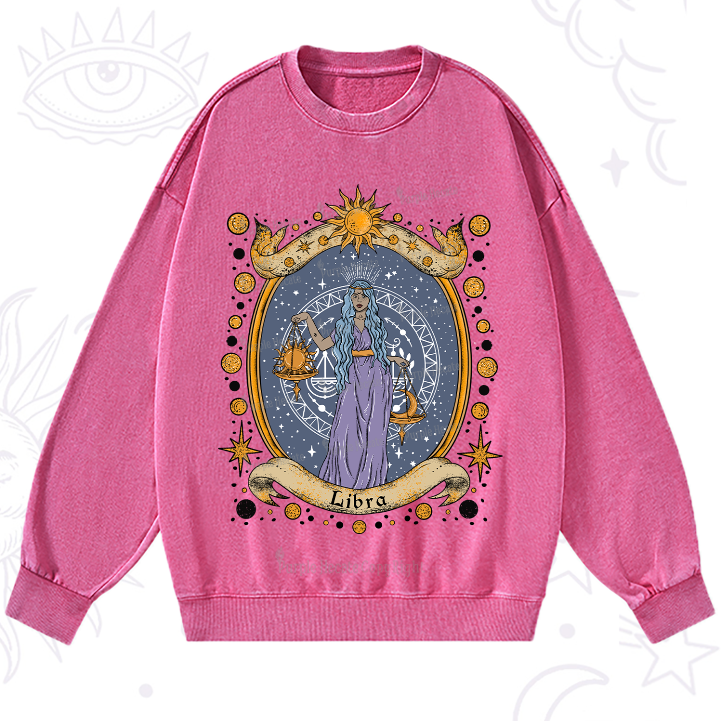 Purplehecate Celestial Libra Zodiac Washed Sweatshirt
