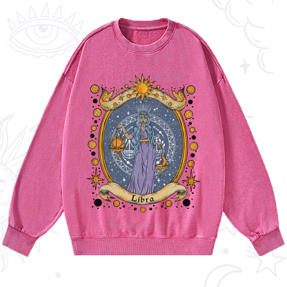 Purplehecate Celestial Libra Zodiac Washed Sweatshirt