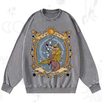 Purplehecate Celestial Sagittarius Zodiac Washed Sweatshirt