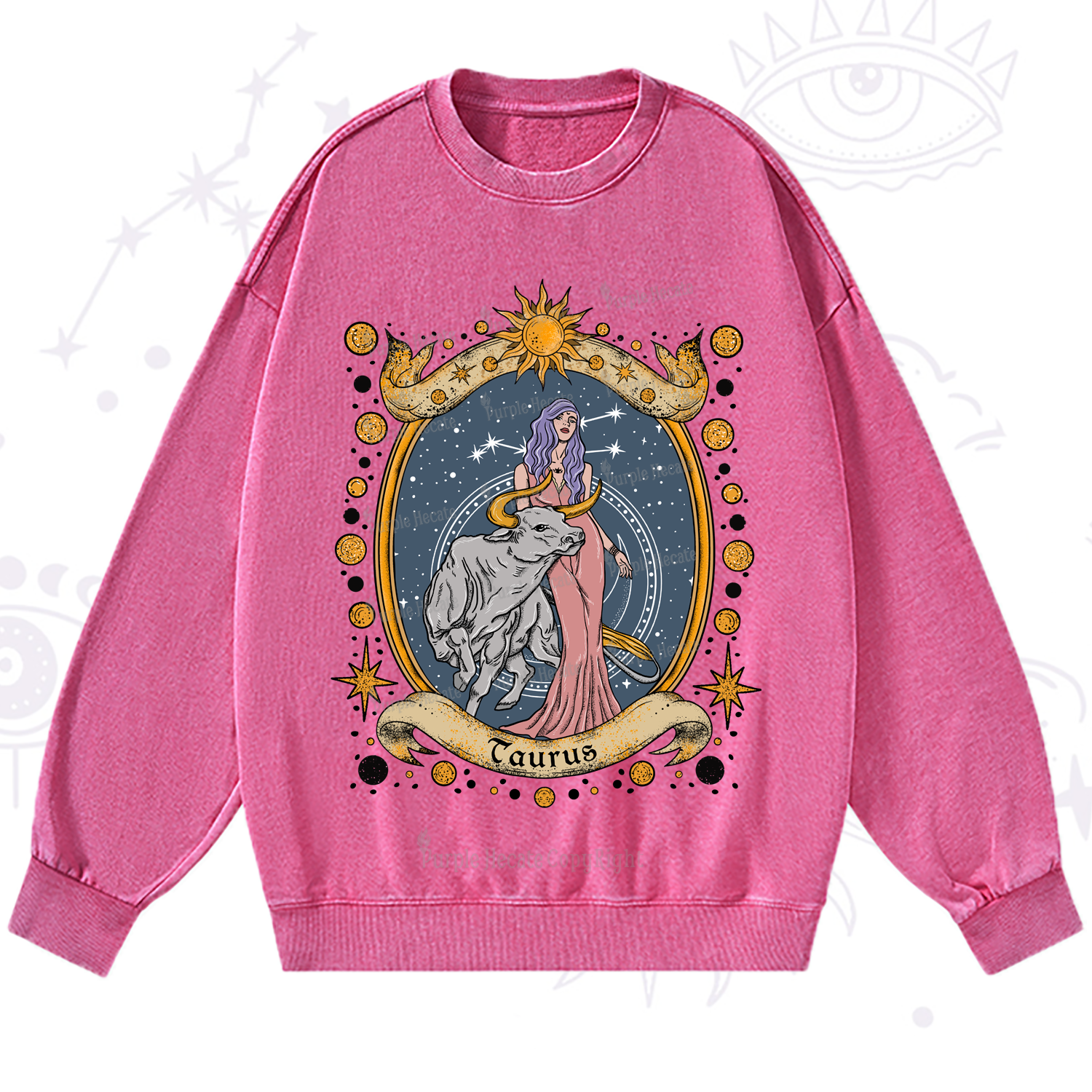 Purplehecate Celestial Taurus Zodiac Washed Sweatshirt