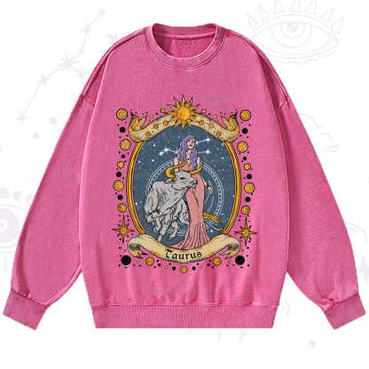 Purplehecate Celestial Taurus Zodiac Washed Sweatshirt