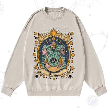 Purplehecate Celestial Gemini Zodiac Washed Sweatshirt