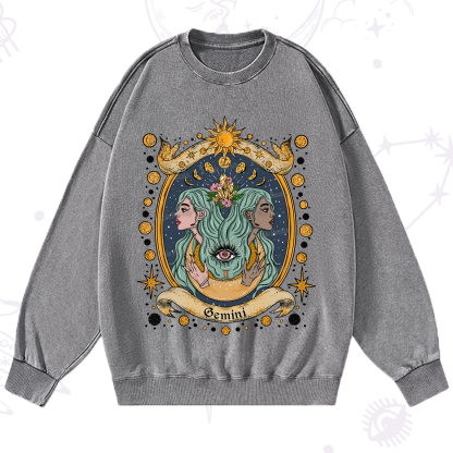 Purplehecate Celestial Gemini Zodiac Washed Sweatshirt