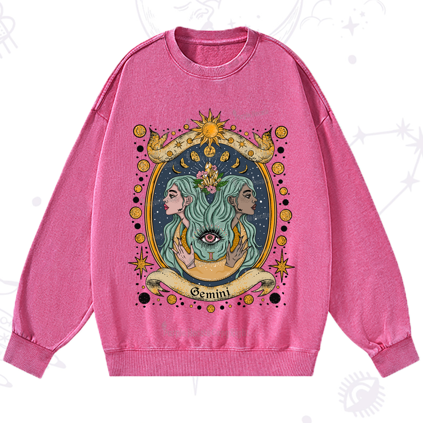 Purplehecate Celestial Gemini Zodiac Washed Sweatshirt