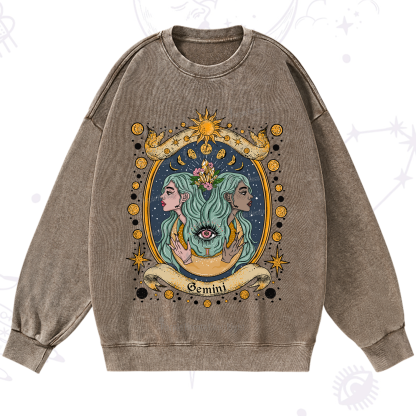 Purplehecate Celestial Gemini Zodiac Washed Sweatshirt