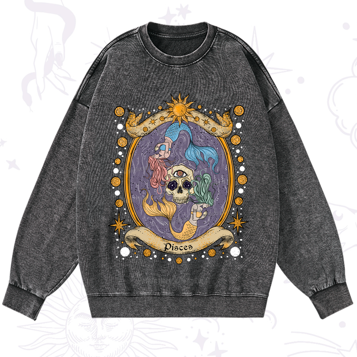 Purplehecate Celestial Pisces Zodiac Washed Sweatshirt