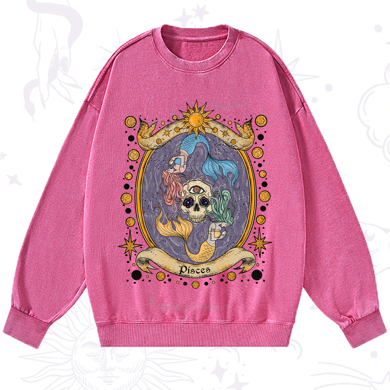 Purplehecate Celestial Pisces Zodiac Washed Sweatshirt