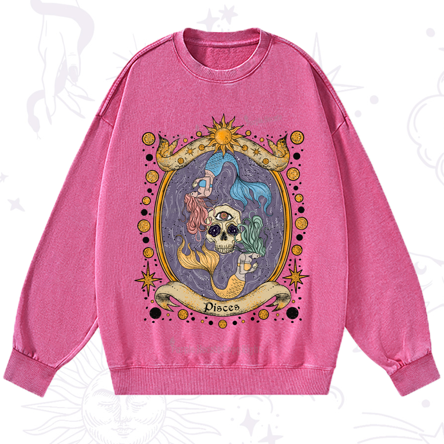 Purplehecate Celestial Pisces Zodiac Washed Sweatshirt