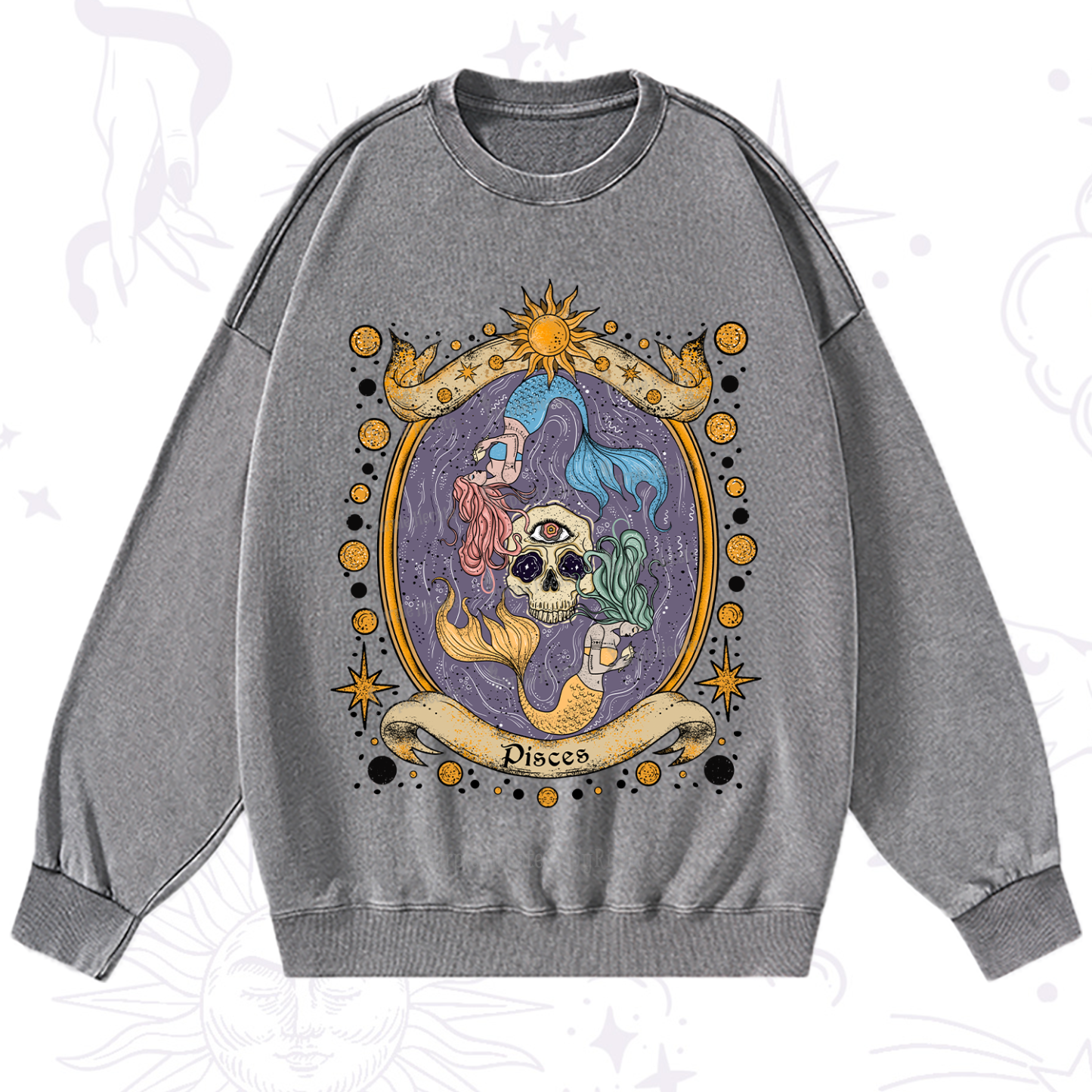 Purplehecate Celestial Pisces Zodiac Washed Sweatshirt