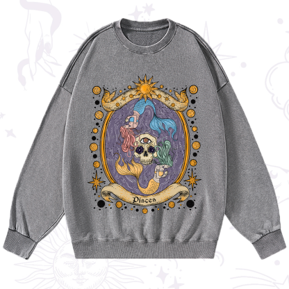 Purplehecate Celestial Pisces Zodiac Washed Sweatshirt