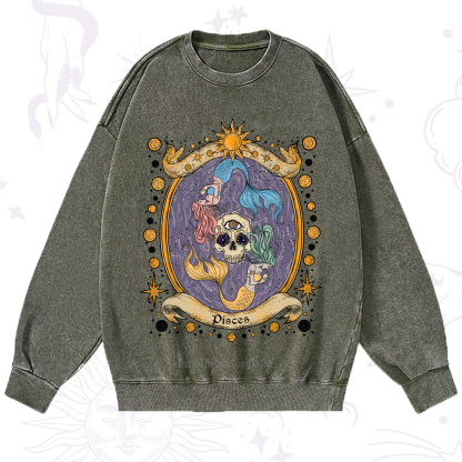 Purplehecate Celestial Pisces Zodiac Washed Sweatshirt