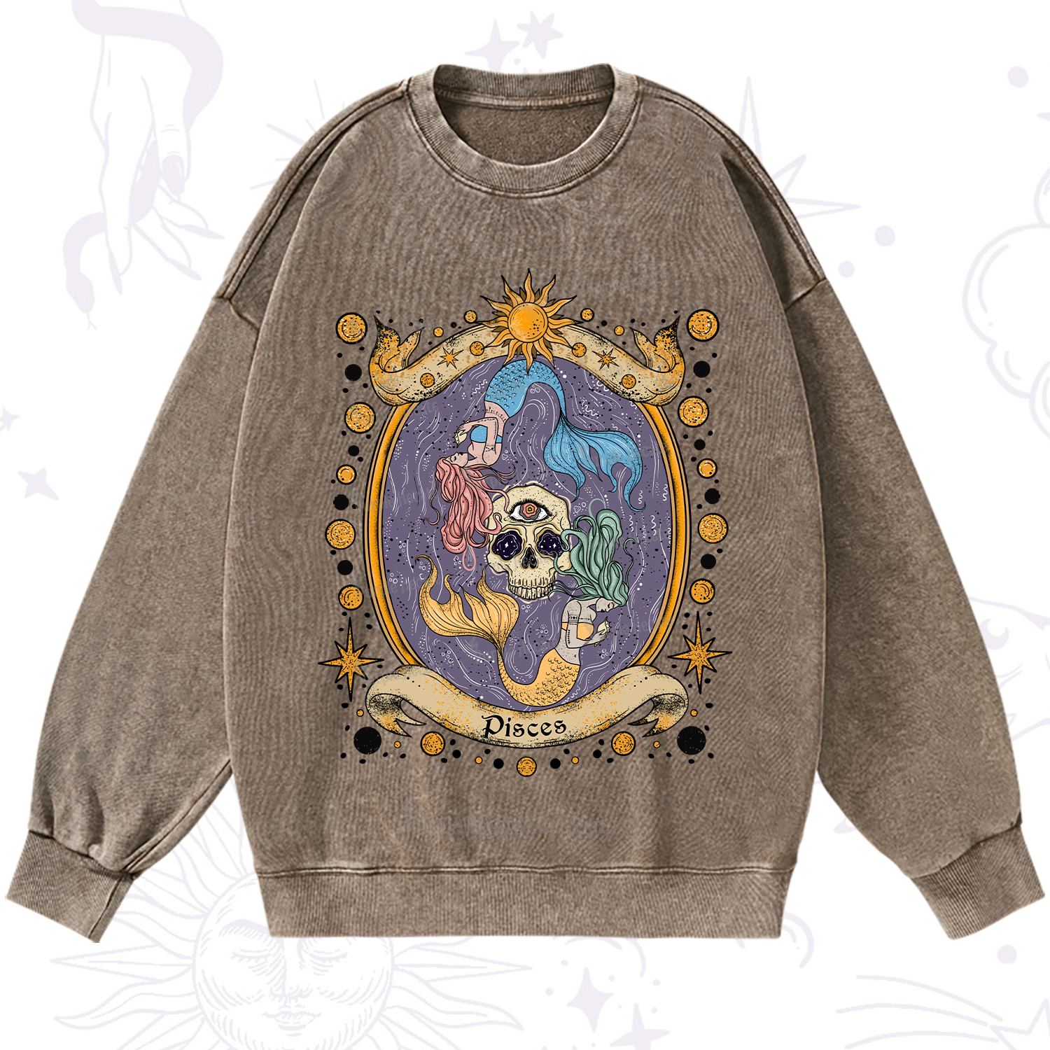 Purplehecate Celestial Pisces Zodiac Washed Sweatshirt