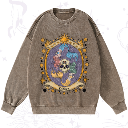 Purplehecate Celestial Pisces Zodiac Washed Sweatshirt