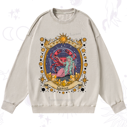 Purplehecate Celestial Cancer Zodiac Washed Sweatshirt