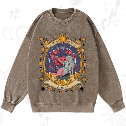 Purplehecate Celestial Cancer Zodiac Washed Sweatshirt