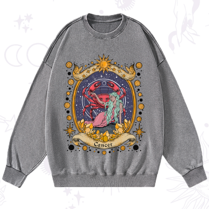 Purplehecate Celestial Cancer Zodiac Washed Sweatshirt