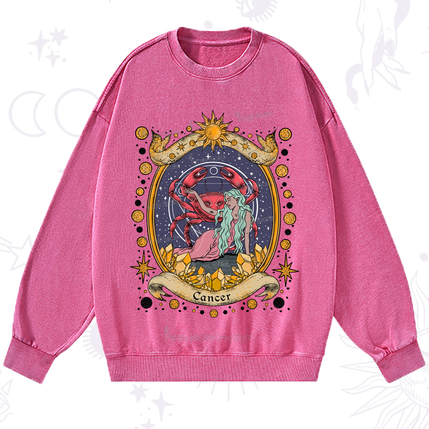Purplehecate Celestial Cancer Zodiac Washed Sweatshirt