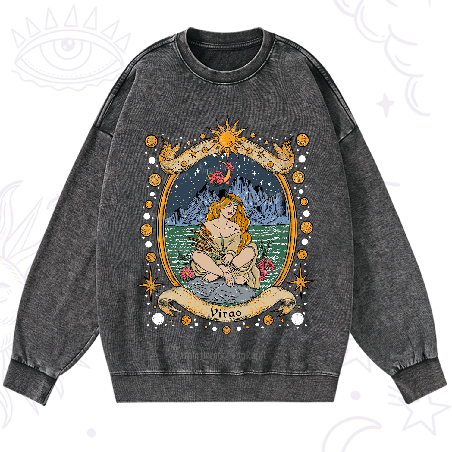 Purplehecate Celestial Virgo Zodiac Washed Sweatshirt