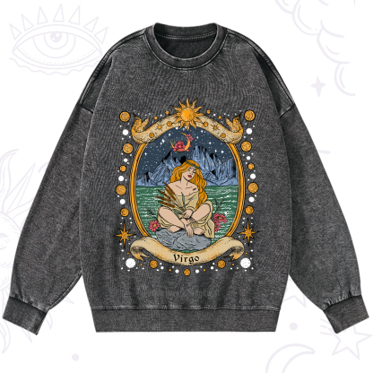 Purplehecate Celestial Virgo Zodiac Washed Sweatshirt