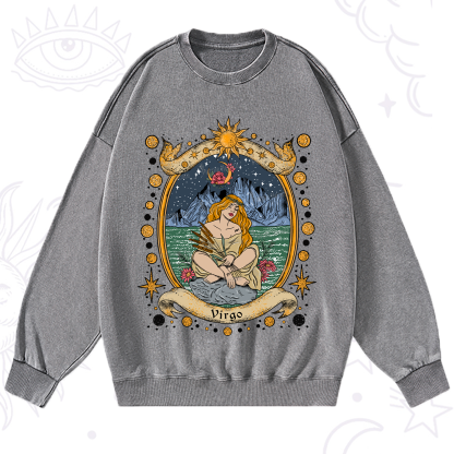 Purplehecate Celestial Virgo Zodiac Washed Sweatshirt