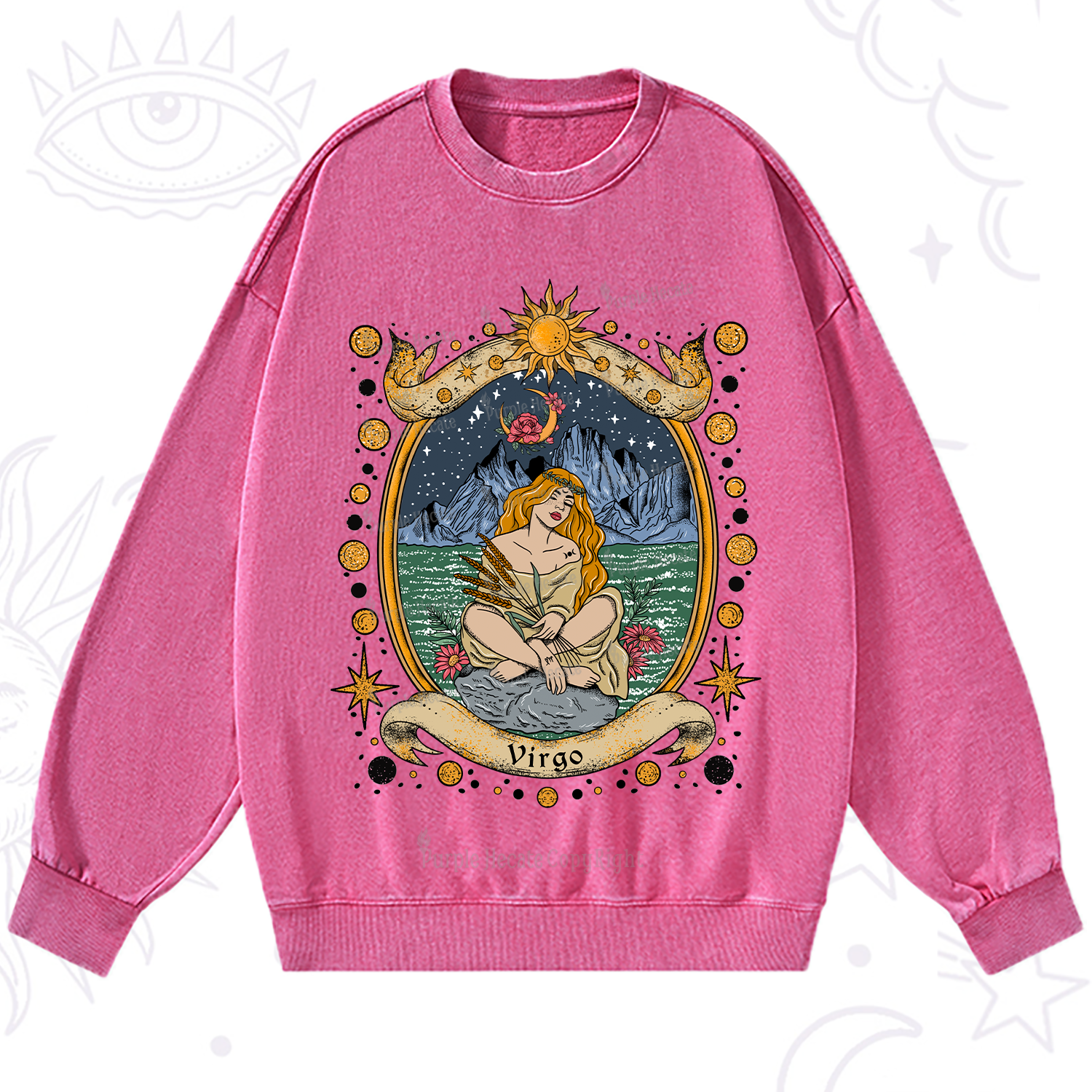 Purplehecate Celestial Virgo Zodiac Washed Sweatshirt