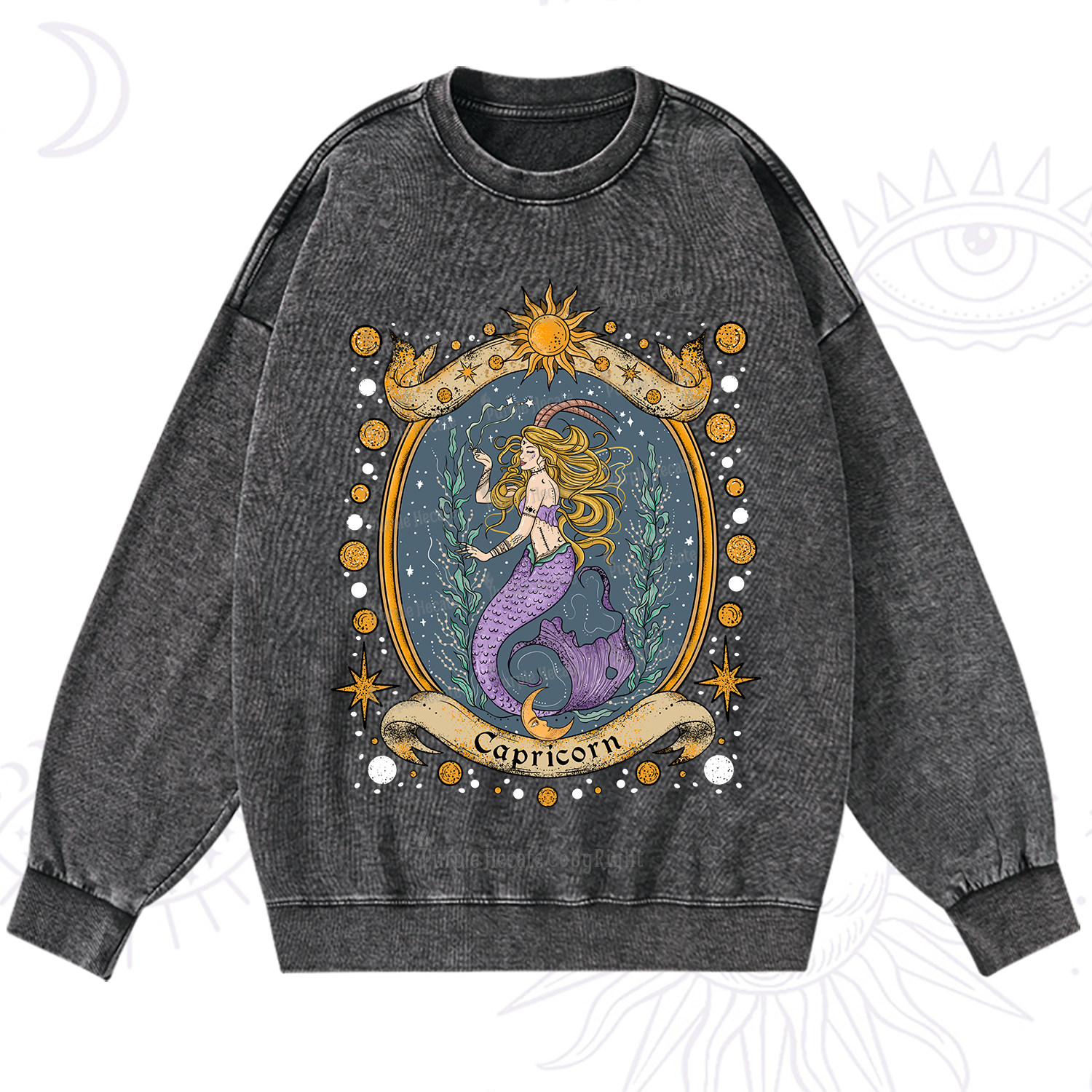 Purplehecate Celestial Capricorn Zodiac Washed Sweatshirt