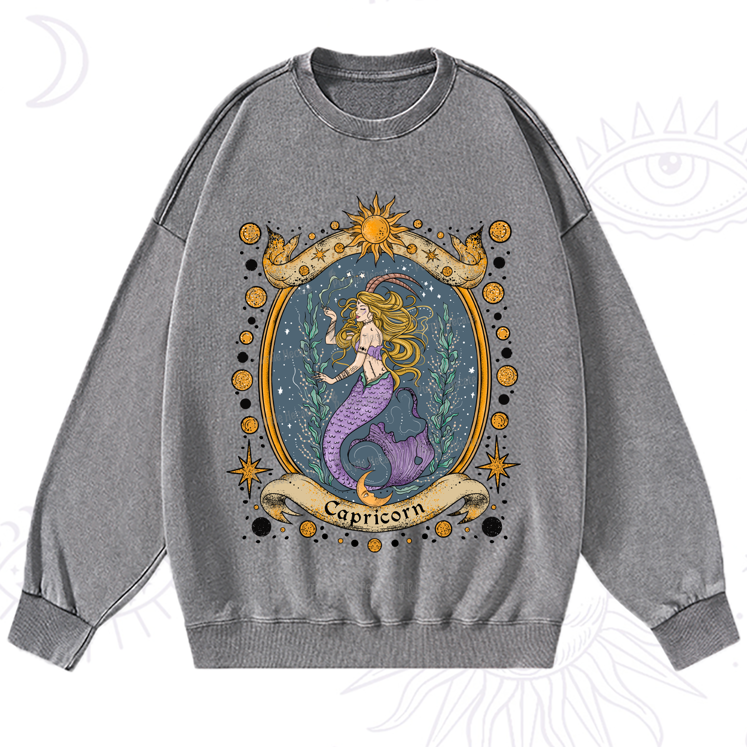 Purplehecate Celestial Capricorn Zodiac Washed Sweatshirt